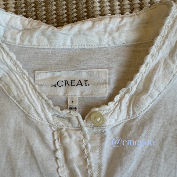 THE GREAT off-white button-up cropped shirt - Picture 2 of 7